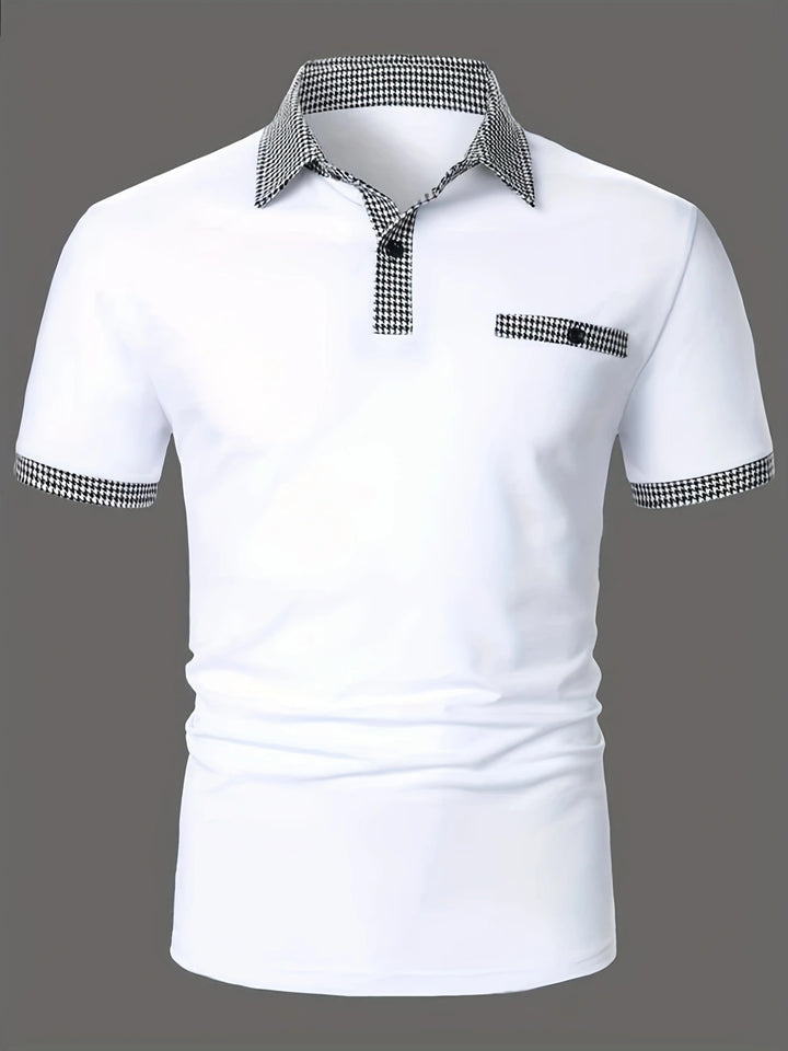 Stylisches Kurzarm-Polohemd für Herren mit karierten Akzenten Aliams