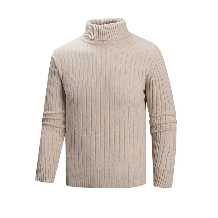 Herren eleganter Pullover mit hohem Kragen und feiner Rippenstruktur Aliams