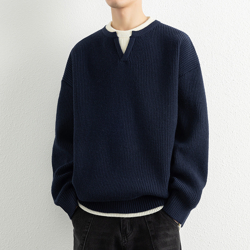 Herren Strickpullover mit V-Ausschnitt und strukturiertem Design Aliams