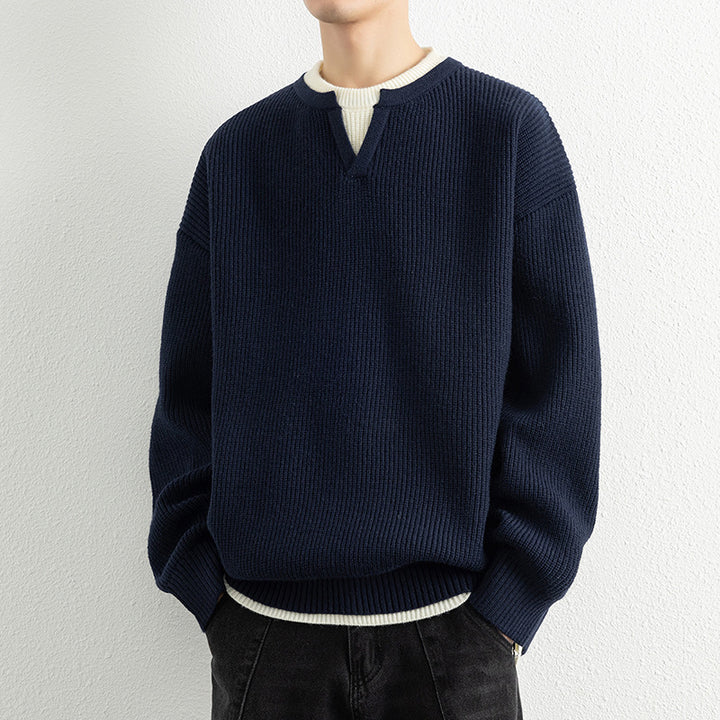 Herren Strickpullover mit V-Ausschnitt und strukturiertem Design Aliams