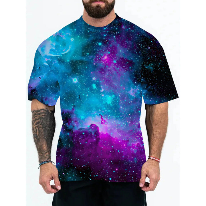 Herren Galaxy Print Kurzarm-T-Shirt Aliams