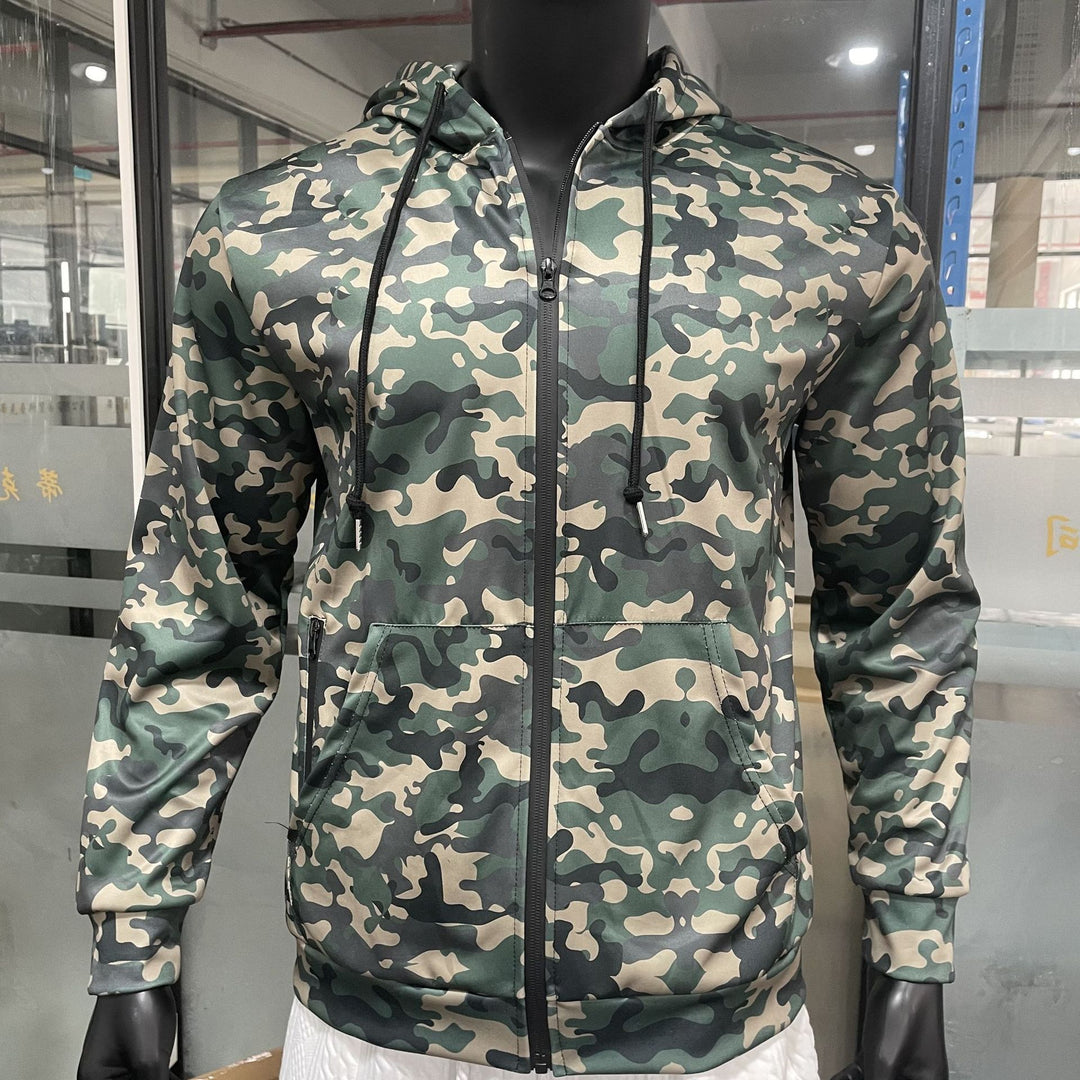 Herren Camouflage-Fleecejacke mit praktischen Taschen und verstellbarem Kordelzug Aliams