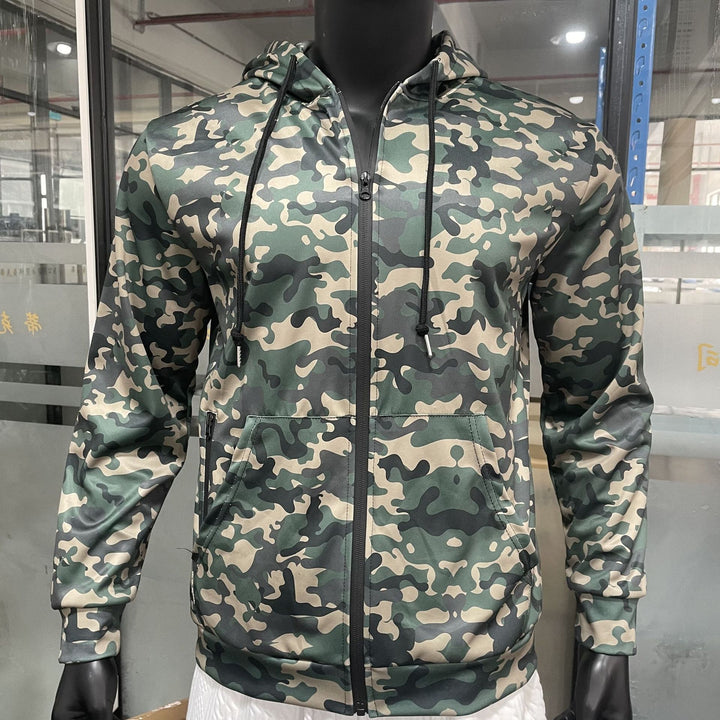 Herren Camouflage-Fleecejacke mit praktischen Taschen und verstellbarem Kordelzug Aliams