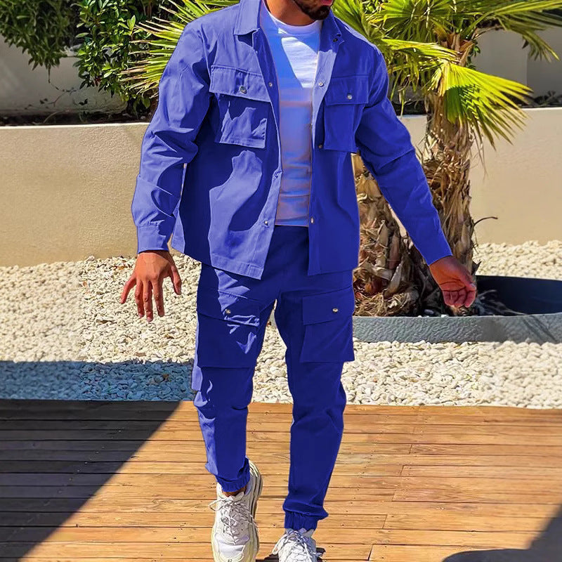 Herren bequeme Cargo-Hose und Jacke Set Aliams