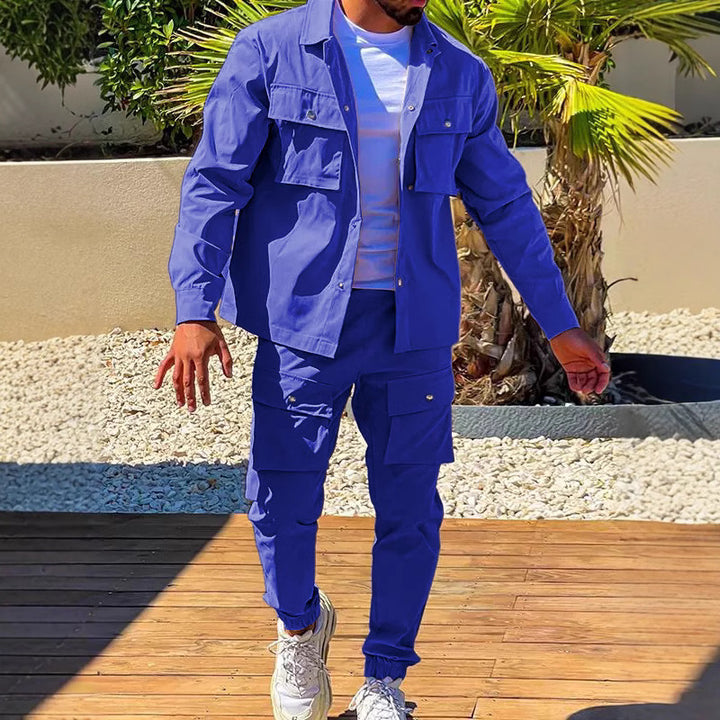 Herren bequeme Cargo-Hose und Jacke Set Aliams