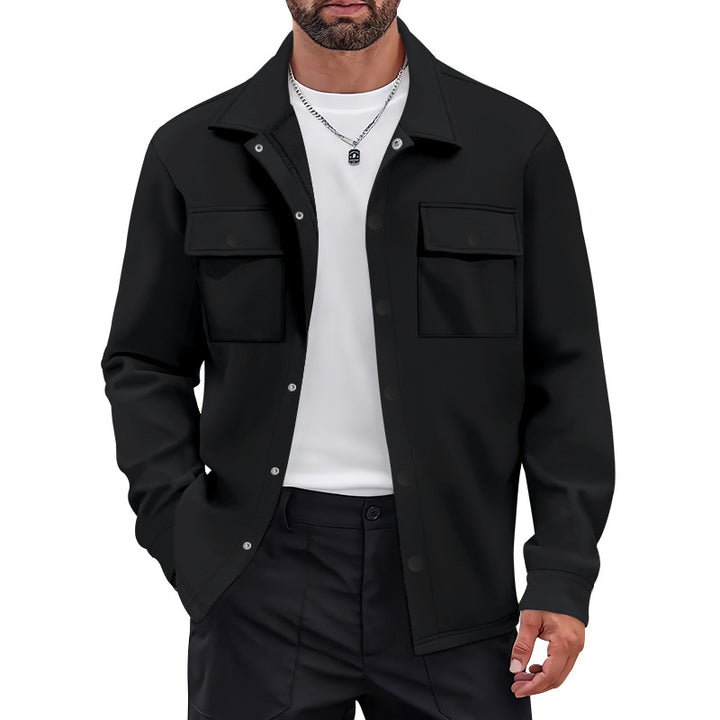 Herren vielseitige Flanelljacke mit aufgesetzten Taschen und modernem Schnitt Aliams