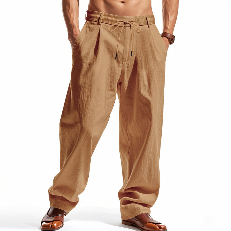 Herren elegante und lockere Freizeithose mit elastischem Bund und praktischen Taschen Aliams