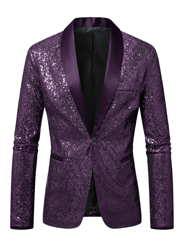 Herren Funkelnder Paillettenblazer mit modernem Schnitt Aliams