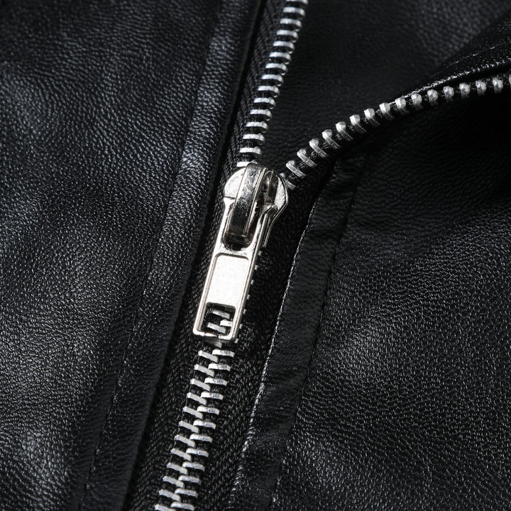 Herren Bikerjacke aus hochwertigem Kunstleder mit asymmetrischem Reißverschluss Aliams