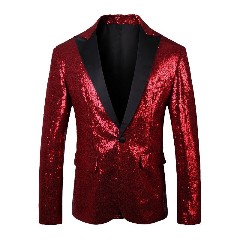 Herren Glänzender Pailletten Blazer Aliams