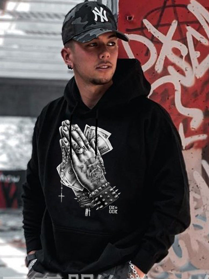 Herren Hoodie mit kreativem grafischen Druck Aliams
