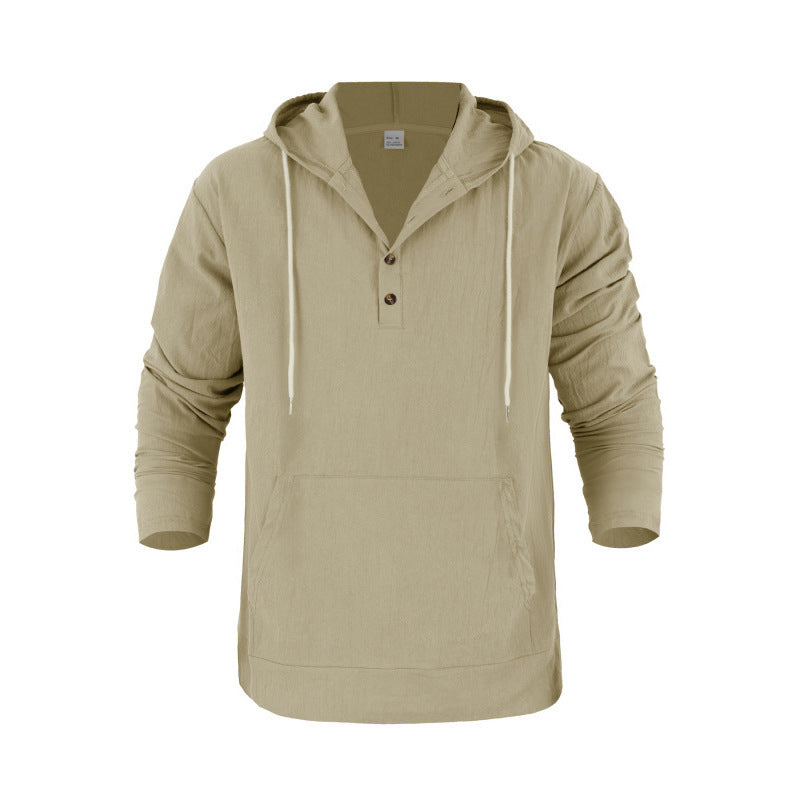 Herren Pullover mit Kapuze und Knopfleiste Aliams