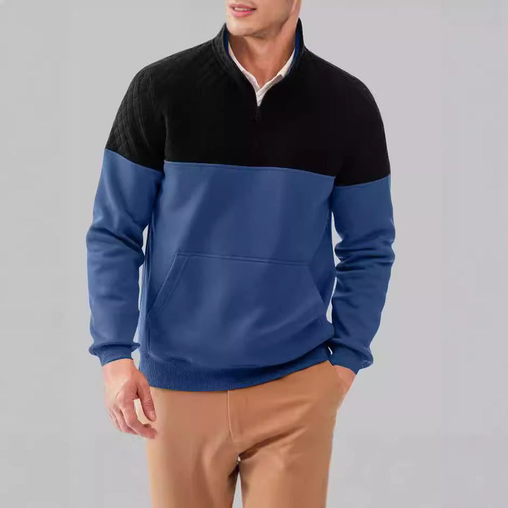 Herren Sportiver Pullover mit Stehkragen und Taschen Aliams