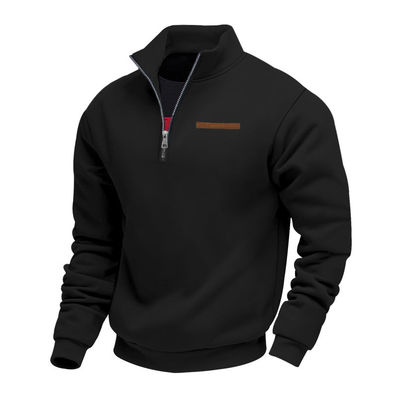 Herren warmer Stehkragenpullover mit halbem Reißverschluss Aliams