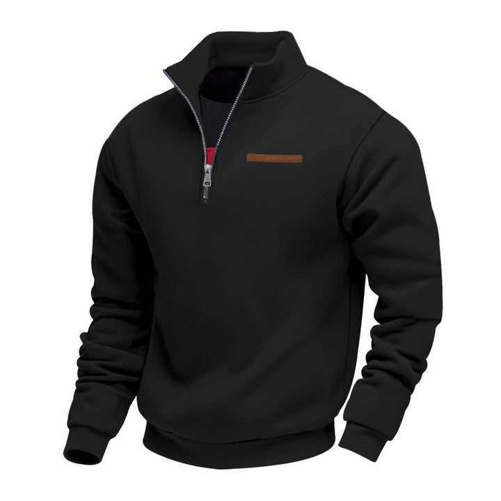 Herren warmer Stehkragenpullover mit halbem Reißverschluss Aliams