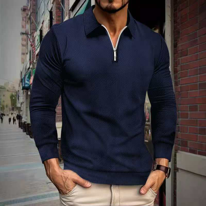 Herren Fleece-Pullover mit hohem Kragen und innovativem Strukturdesign Aliams