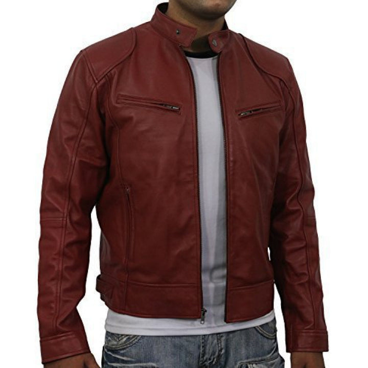 Herren hochwertige Biker-Lederjacke Aliams