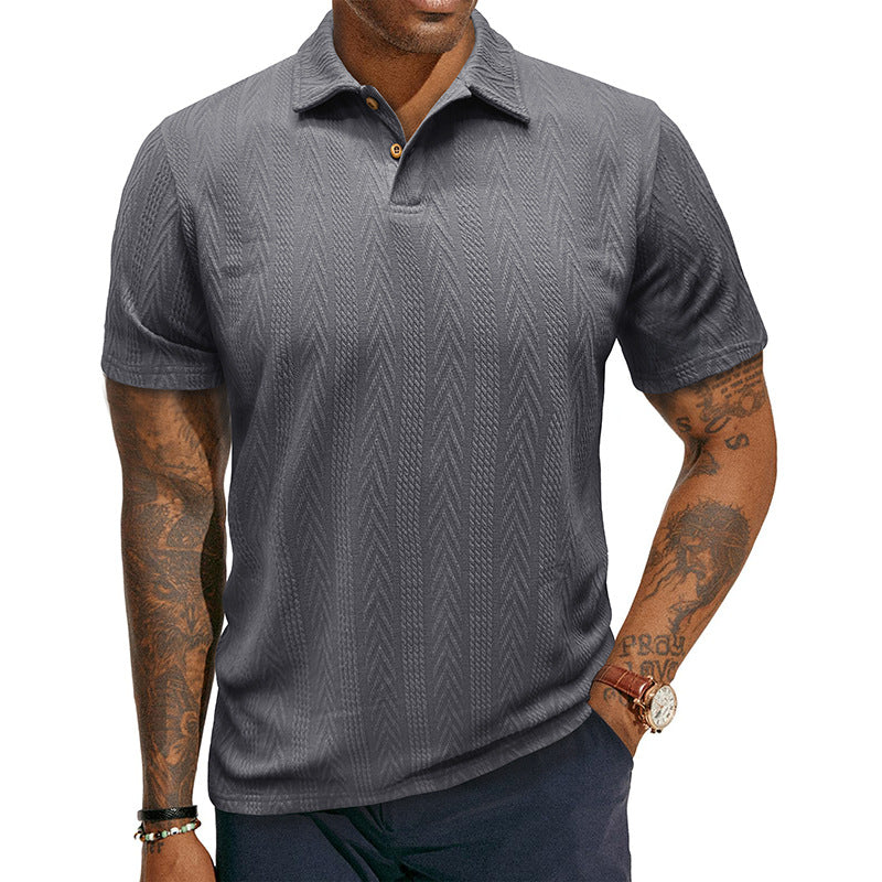 Herren Poloshirt mit strukturiertem Jacquard-Muster und modischem Kragen Aliams
