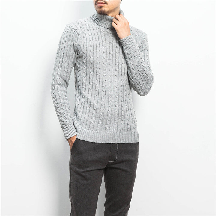 Herren komfortabler Rollkragenpullover mit Zopfmuster Aliams