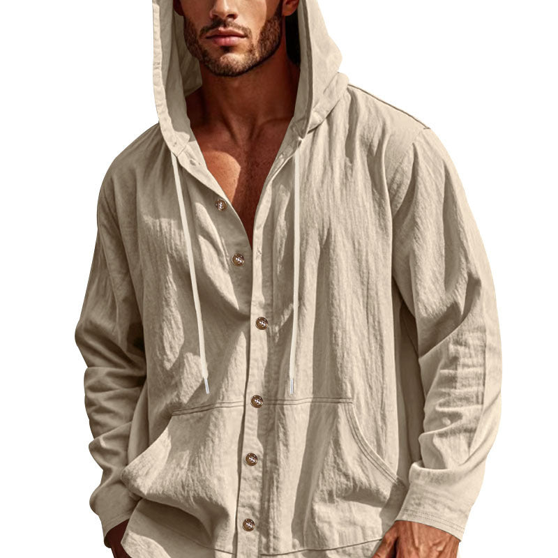 Herren Freizeitjacke mit Kapuze und Knopfverschluss Aliams