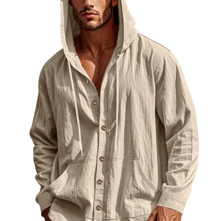 Herren Freizeitjacke mit Kapuze und Knopfverschluss Aliams