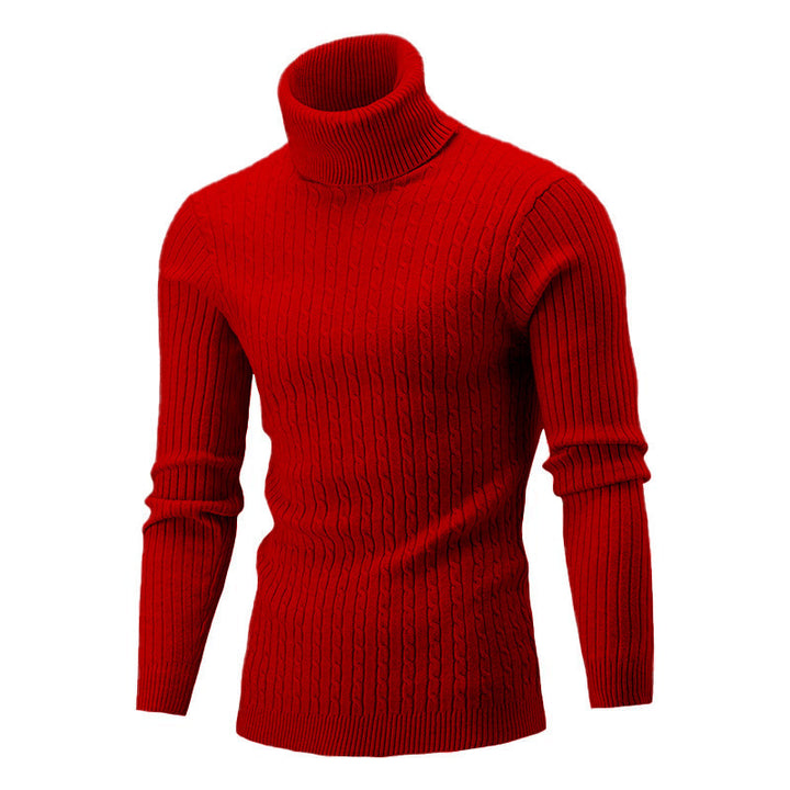 Herren Eleganter Strickpullover mit Stehkragen und feinem Zopfmuster Aliams
