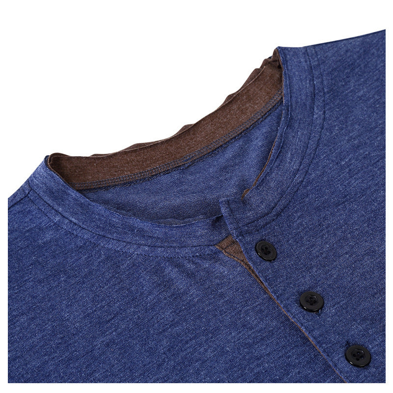 Herren Kurzarm Henley-T-Shirt mit plakativen Akzenten und hochwertiger Baumwolle Aliams