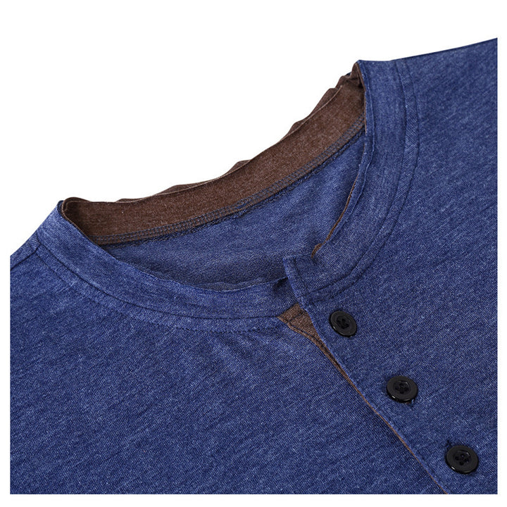 Herren Kurzarm Henley-T-Shirt mit plakativen Akzenten und hochwertiger Baumwolle Aliams