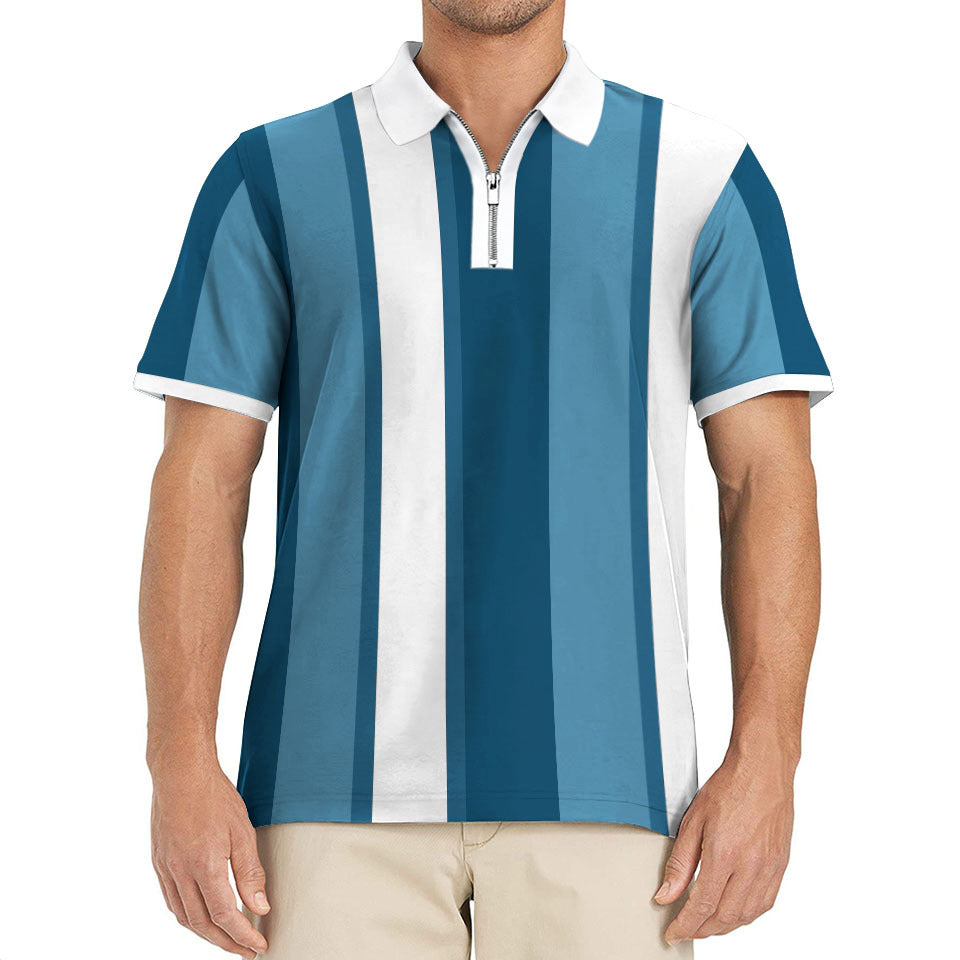 Herren Poloshirt mit praktischem Reißverschluss und modernem Streifendesign Aliams