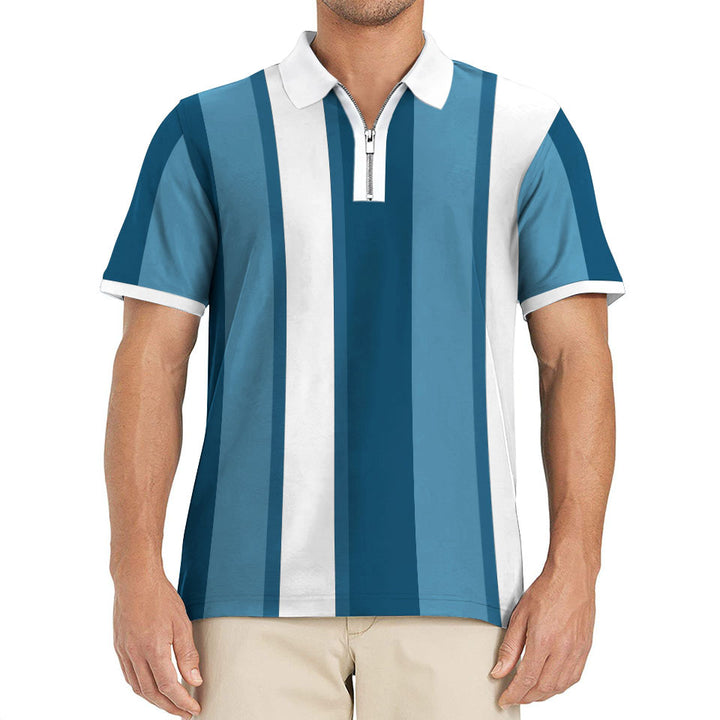 Herren Poloshirt mit praktischem Reißverschluss und modernem Streifendesign Aliams
