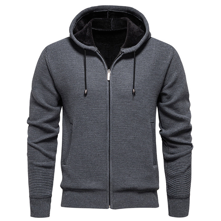 Herren sportliche Fleecejacke mit hohem Kragen und Reißverschluss Aliams