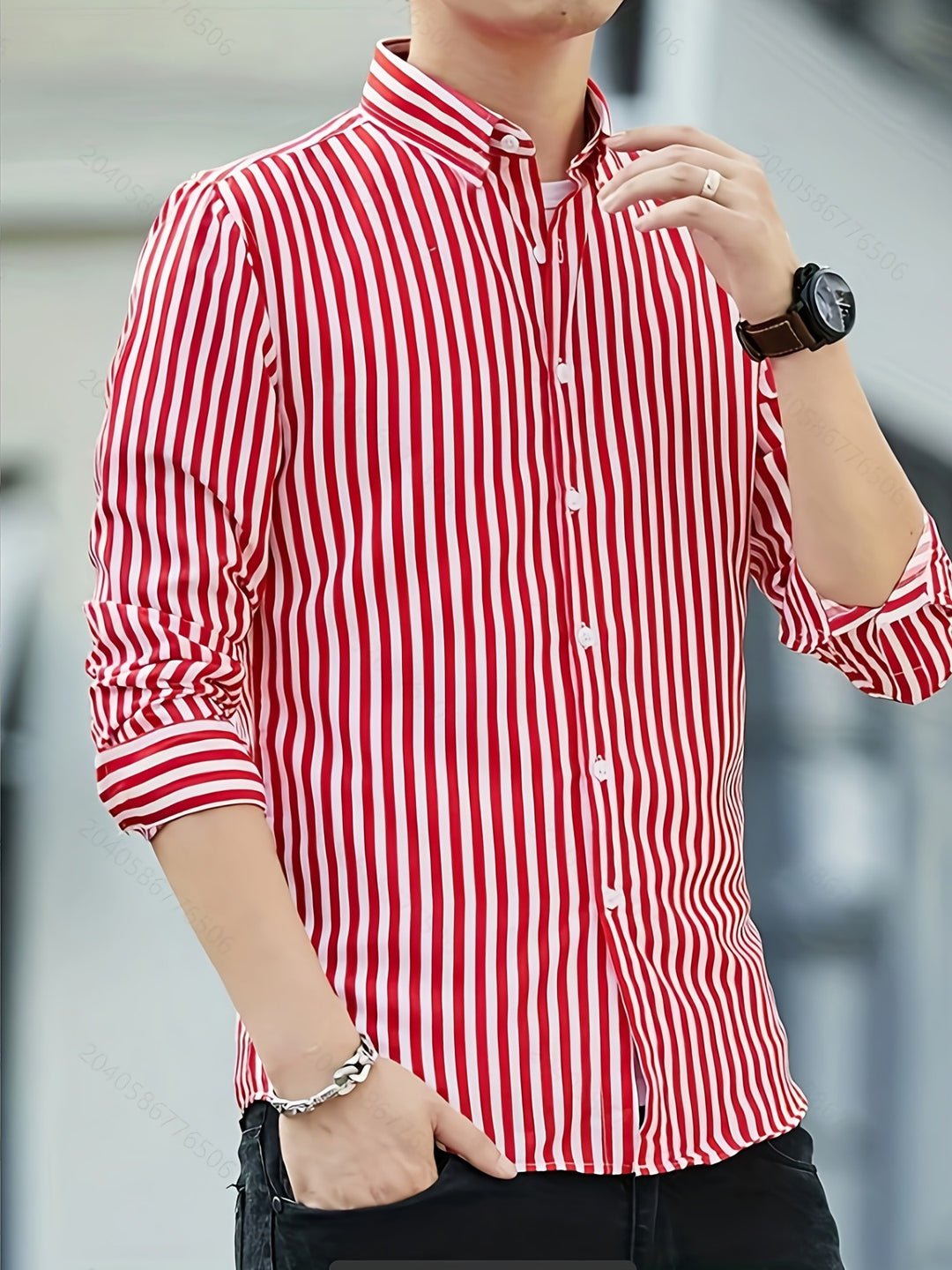 Herren gestreiftes Businesshemd Aliams