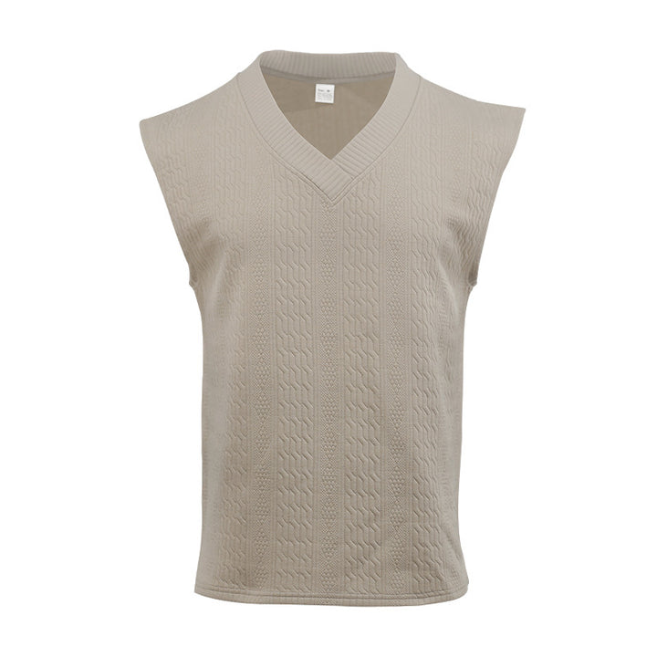 Herren ärmelloses Strickoberteil mit V-Ausschnitt und dezenter Struktur Aliams
