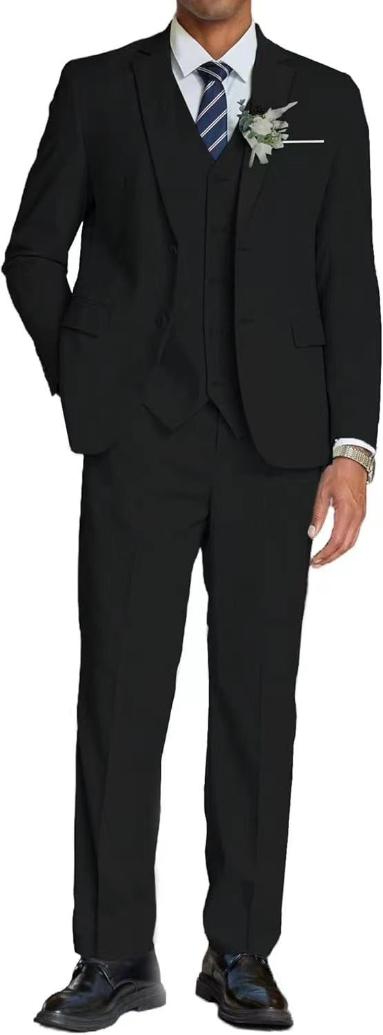 Herren eleganter dreiteiliger Anzug mit feinem Material und modernem Schnitt Aliams