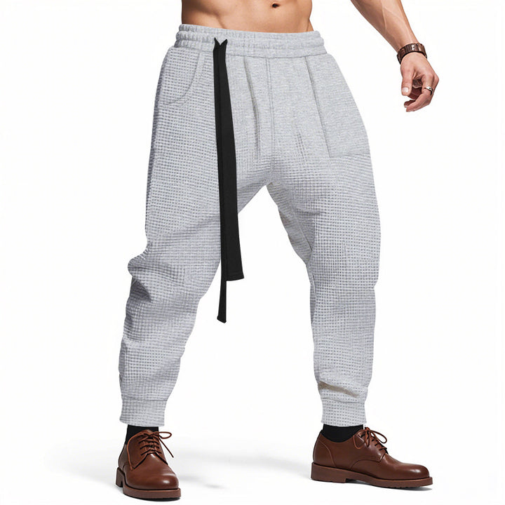 Herren Bequeme Waffelstruktur Jogginghose mit Kordelzug Aliams