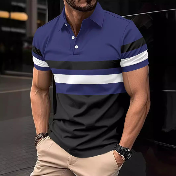 Herren Trendy Gestreiftes Aktiv Polo-Shirt Aliams