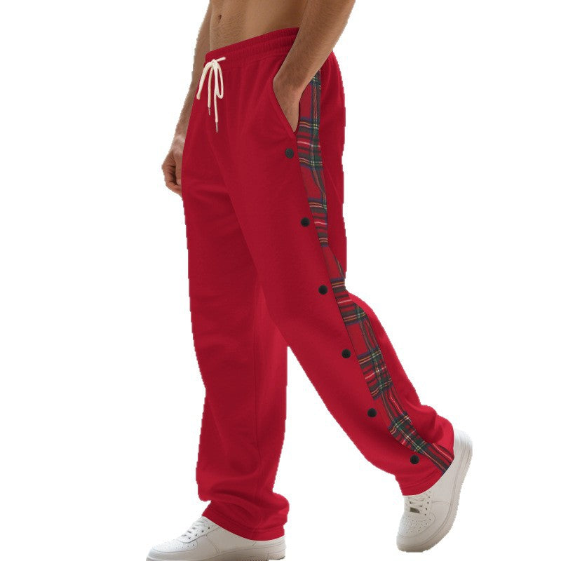 Herren Sportliche Jogginghose mit Karomuster und Druckknopf-Detail Aliams
