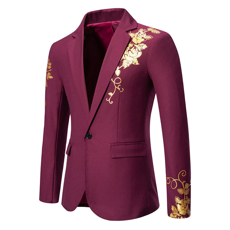 Herren eleganter Blazer mit floralem Gold-Design Aliams