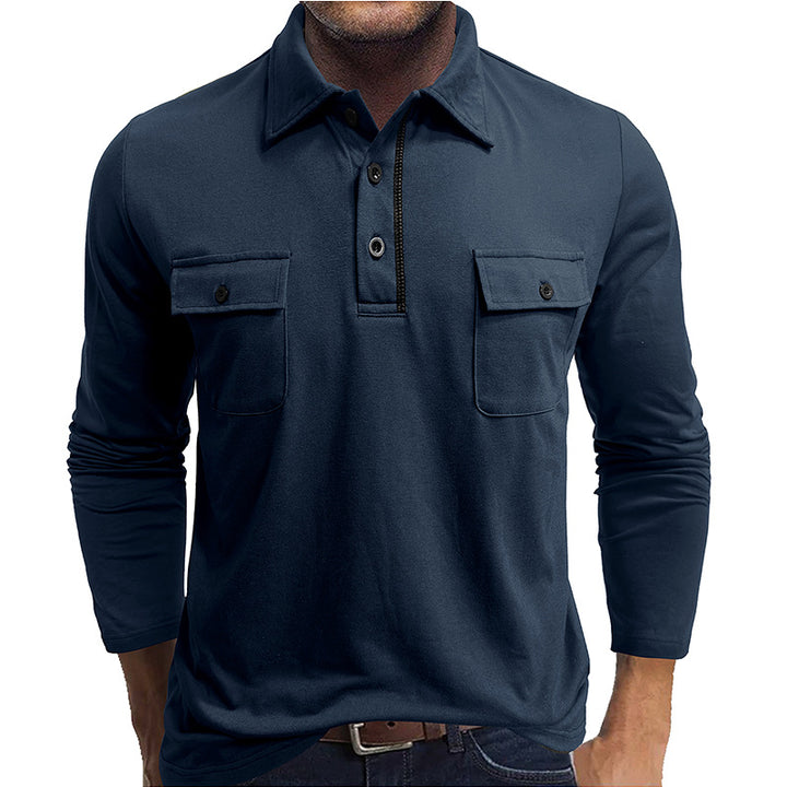 Herren Poloshirt mit modischen Taschen Aliams