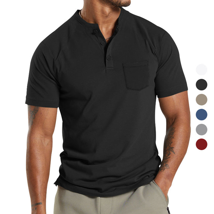 Herren Kurzarm Henley-Shirt mit praktischem Knopfdetail Aliams