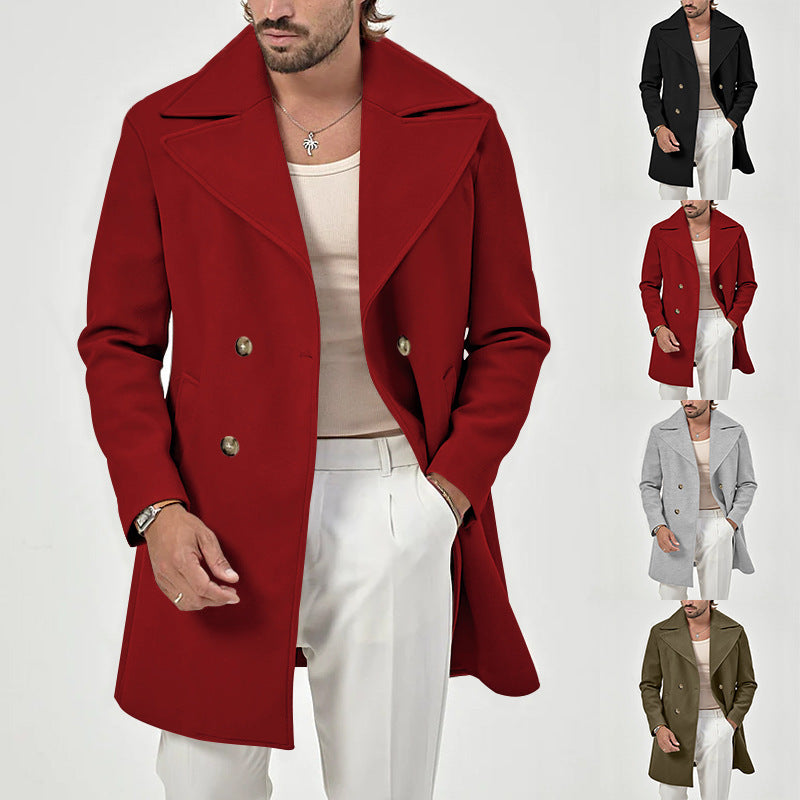 Herren eleganter Wollmantel mit doppelter Knopfleiste und modernem Schnitt Aliams