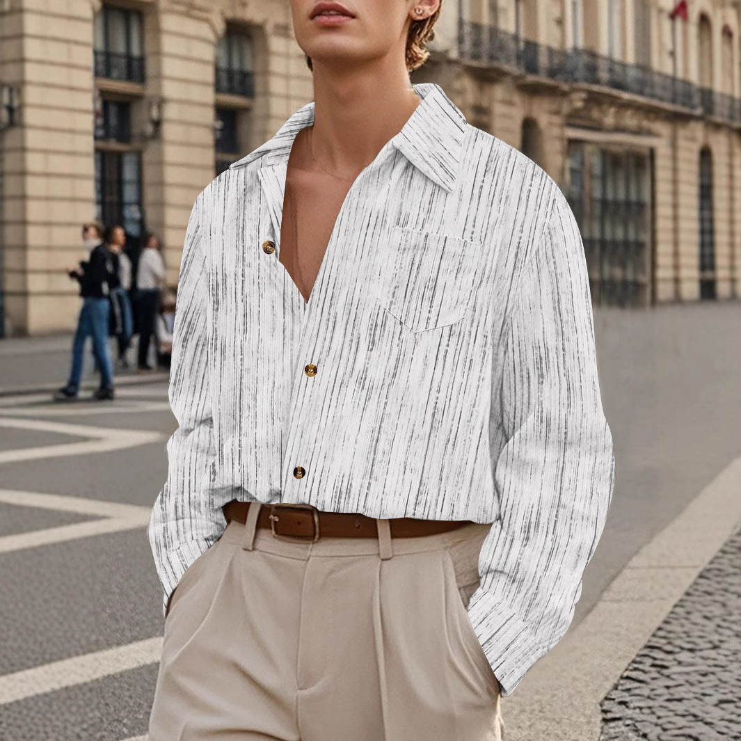 Herren Casual Hemd mit modischem Streifenmuster und praktischer Brusttasche Aliams