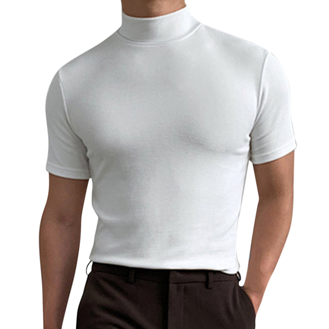 Herren Kurzarm Rollkragen T-Shirt aus hochwertigem Material Aliams