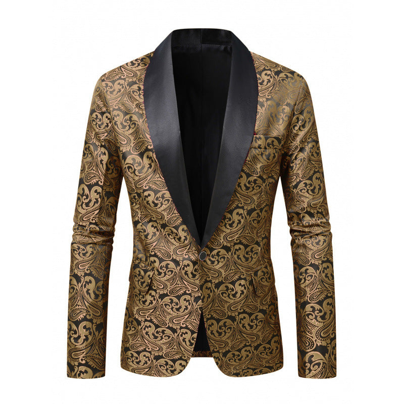 Herren Glamouröser Jacquard Smokingblazer mit Satinlapel Aliams