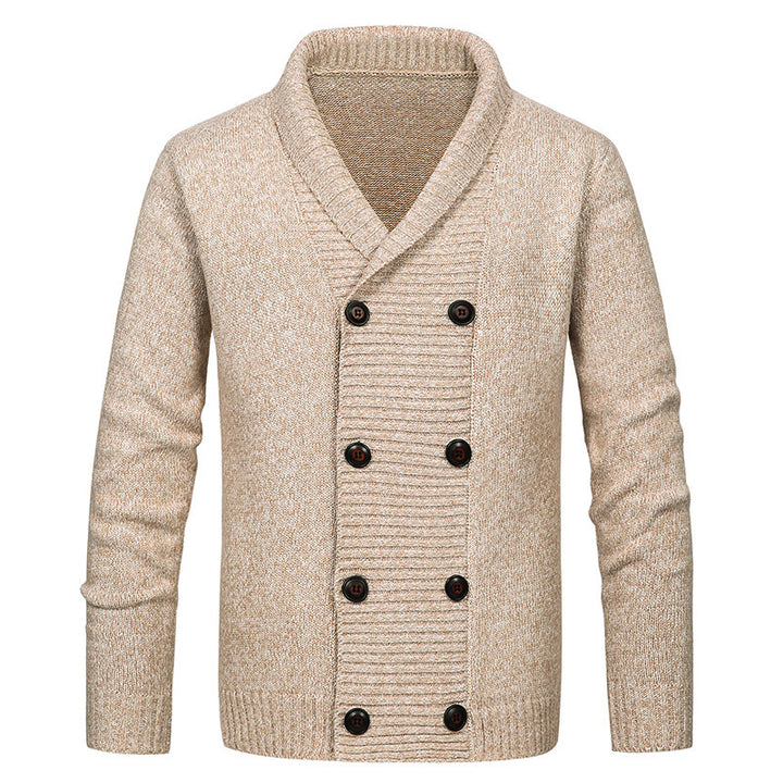Herren hochwertige Strickjacke mit großem Revers und Knopfdetail Aliams