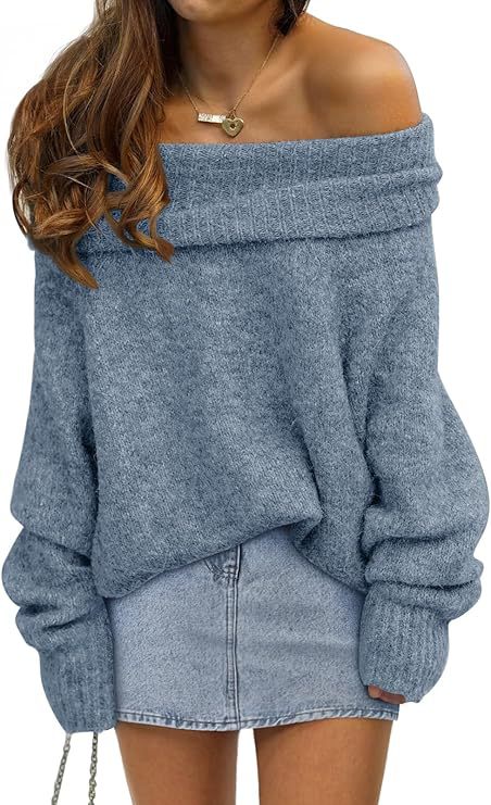Damen Oversized Pullover mit schulterfreiem Design Aliams