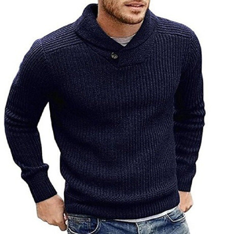 Herren Strickpullover mit Schalkragen und strukturierter Oberfläche Aliams