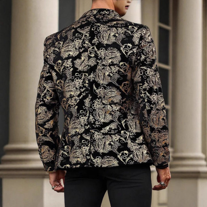 Herren Eleganter Samt-Blazer mit floralem Design und glänzenden Akzenten Aliams