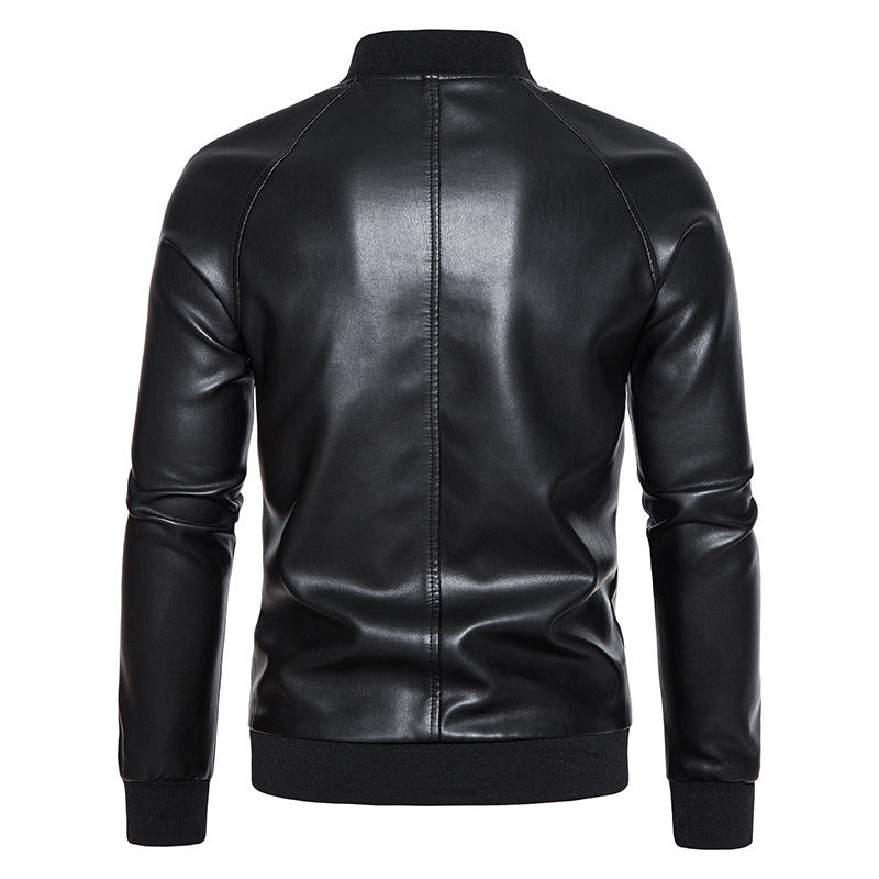 Herren Biker-Bomberjacke aus hochwertigem Kunstleder mit elastischem Bund Aliams