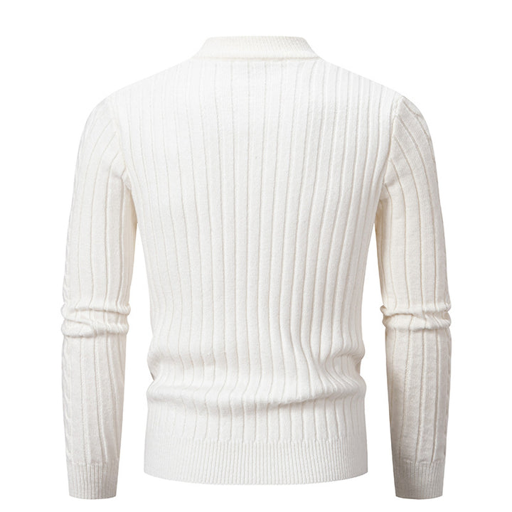 Herren Grobstrickpullover mit steigendem Kragen und Zopfmuster Aliams